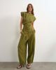 Topshop Topshop co ord asymmetric neckline top in khaki-Gray - 2