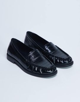 Topshop Topshop Coby ruched toe croc loafers in black