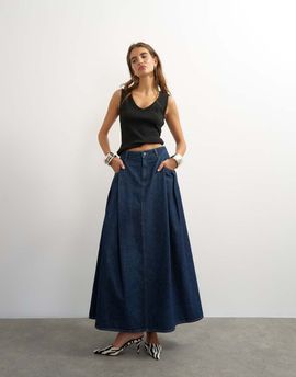 Topshop Topshop Cocoon maxi skirt in rock blue