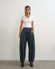 Topshop Topshop Cocoon mid rise barrel jeans in blue black - 1