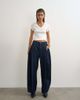 Topshop Topshop Cocoon mid rise barrel jeans in dark rinse-Blue - 1