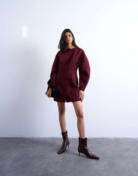 Topshop Topshop cocoon structured mini dress in woven port royale