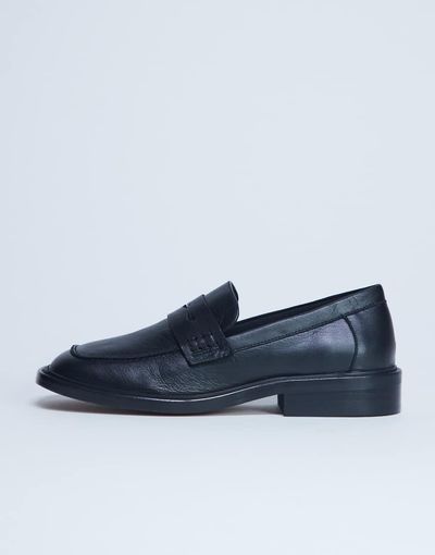 Topshop Topshop Cole premium real leather square toe loafers in black
