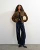 Topshop Topshop collarless corduroy fleece jacket in animal print-Brown - 1