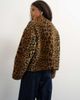 Topshop Topshop collarless corduroy fleece jacket in animal print-Brown - 4