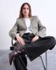 Topshop Topshop collarless throw on blazer in gray plaid - 1