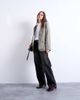 Topshop Topshop collarless throw on blazer in gray plaid - 2
