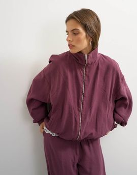 Topshop Topshop color block funnel neck track jacket in fig - part of a set-Red