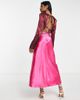 Topshop Topshop color block satin cut-out midi dress in pink and dark red - 4