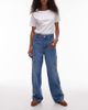 Topshop Topshop Column mid rise jeans with cutwork details in mid blue - 1