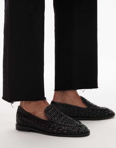 Topshop Topshop Connor real leather woven loafers in black