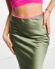 Topshop Topshop contrast satin midi skirt in pink and khaki-Green - 3