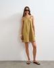 Topshop Topshop contrast stitch tape detail smock mini dress in light khaki-Green - 1