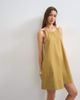 Topshop Topshop contrast stitch tape detail smock mini dress in light khaki-Green - 2