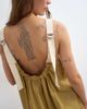 Topshop Topshop contrast stitch tape detail smock mini dress in light khaki-Green - 3