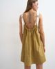 Topshop Topshop contrast stitch tape detail smock mini dress in light khaki-Green - 4