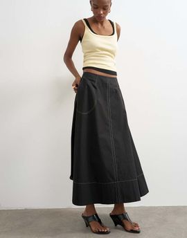 Topshop Topshop contrast stitching full circle skirt in black