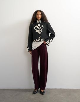 Topshop Topshop Cord Barrel mid rise in aubergine-PURPLE