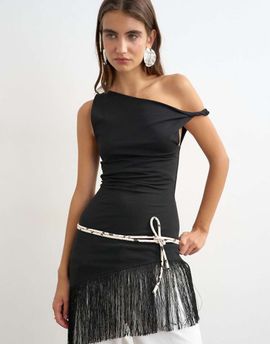 Topshop Topshop cord style belt in dalmatian print-Multi