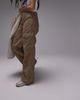 Topshop Topshop cord utility cargo straight leg pants in beige-Neutral - 1