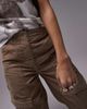Topshop Topshop cord utility cargo straight leg pants in beige-Neutral - 3