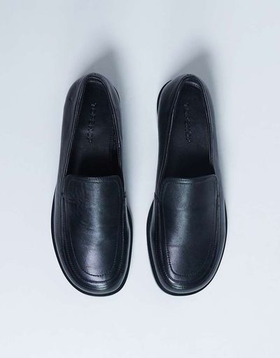 Topshop Topshop Corrie real leather flat shoe loafers in black