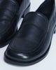 Topshop Topshop Corrie real leather flat shoe loafers in black - 2