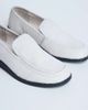 Topshop Topshop Corrie real leather flat shoe loafers in off-white pony - 3
