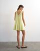 Topshop Topshop cotton deep v lace trapeze mini dress in washed lime-Green - 4