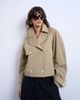 Topshop Topshop cotton ovoid sleeve short trench coat in beige-Neutral - 1