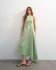 Topshop Topshop cotton twill racer neck maxi dress with tuck side detail in sage green - 1