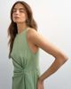 Topshop Topshop cotton twill racer neck maxi dress with tuck side detail in sage green - 2