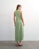 Topshop Topshop cotton twill racer neck maxi dress with tuck side detail in sage green - 4