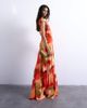 Topshop Topshop cowl back flutter sleeve maxi dress in abstract floral-Multi - 2
