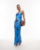 Topshop Topshop cowl maxi slip dress in blue floral - 1