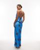 Topshop Topshop cowl maxi slip dress in blue floral - 4