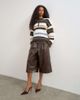 Topshop Topshop croc faux leather a line bermuda in chocolate-Brown - 1