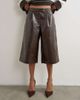 Topshop Topshop croc faux leather a line bermuda in chocolate-Brown - 2