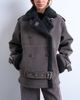 Topshop Topshop cropped aviator shearling coat in gray - 1