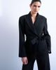 Topshop Topshop cropped belted boxy blazer in black - 1