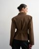 Topshop Topshop cropped belted boxy blazer in chocolate-Neutral - 4