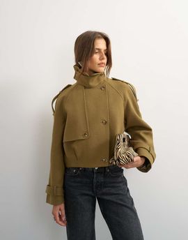 Topshop Topshop cropped trench in khaki-Green