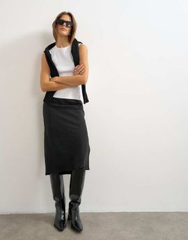 Topshop Topshop cupro 90s length skirt in black