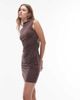 Topshop Topshop cupro cowl back mini dress in brown - 1