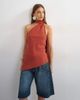 Topshop Topshop cupro halter scarf detail top in rust-Red - 3
