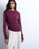 Topshop Topshop cupro long sleeve hitch side detail top in burgundy-Red - 1