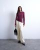 Topshop Topshop cupro long sleeve hitch side detail top in burgundy-Red - 2