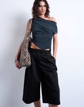 Topshop Topshop cupro ruched detail top in black