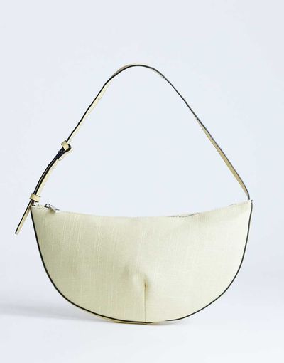 Topshop Topshop Curly medium canvas scoop shoulder bag in lemon-Yellow
