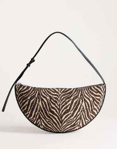 Topshop Topshop Curly medium canvas scoop shoulder bag in zebra-Black